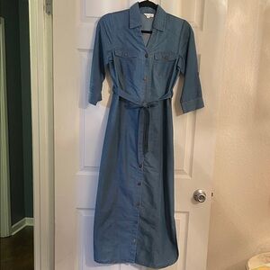Classic Blue 3/4 Sleeve Denim Dress